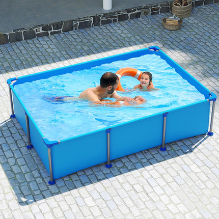 Goplus 8.5' x 6' Rectangle Metal Frame Pool Set w/PVC Fabric ( 690 Gal )
