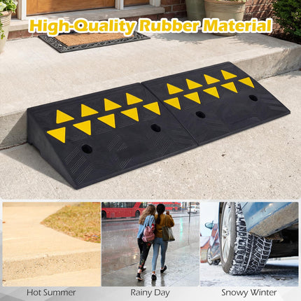 Goplus 2 Pcs Heavy-Duty Rubber Curb Ramp 15 Ton Load Capacity 5" Rise