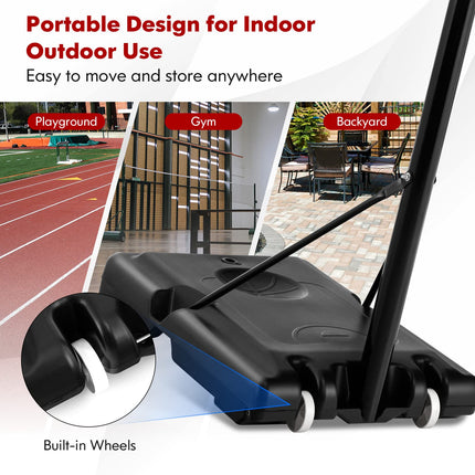 Goplus Portable Basketball Hoop Outdoor, 4.25-10FT 12-Level Height Adjustable Basketball Goal System - GoplusUS