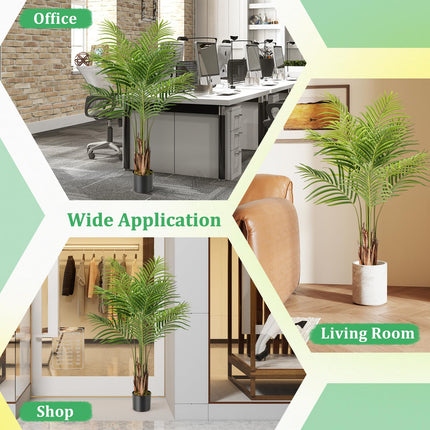 Goplus 4.2FT Tall Artificial Palm Tree with 12 PEVA Leaves (2 Pack)