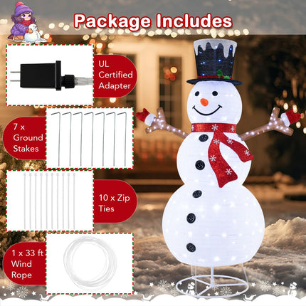 Goplus 6 FT Lighted Christmas Snowman w/ 180 Cold White LED Lights