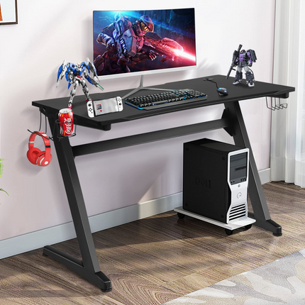 Goplus 45.5 Gaming Desk, Z Shaped Racing Game Table with Carbon Fiber Surface, Mouse Mat - GoplusUS
