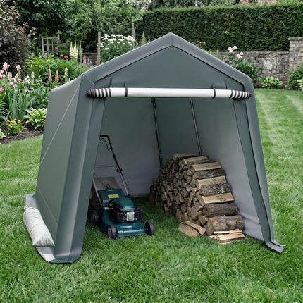 Goplus Outdoor Storage Shed | Patio Garage Carport w/ Roll-Up Zipper Door