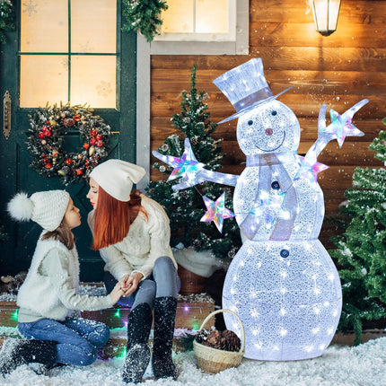 Goplus 5 FT Lighted Snowman Pre-Lit Xmas Snowman with 140 Built-in LED Light