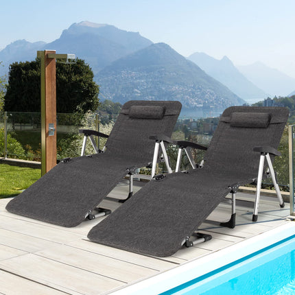 Chaise Lounge Chair, Folding Outdoor Patio Lounger with Cup Holder & Detachable Headrest - GoplusUS