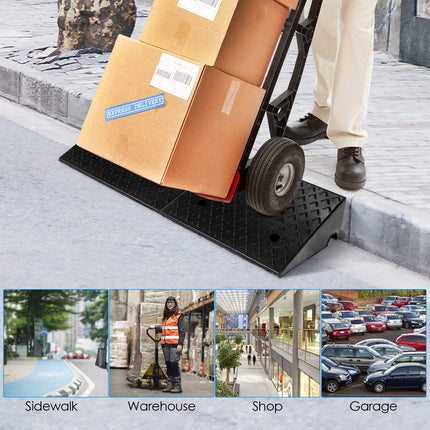 Rubber Curb Ramps, 5" H x 19" W Car Ramp Slope for Driveway Threshold Sidewalk Motorcycle