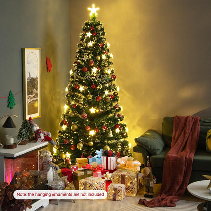 Goplus 7ft Fiber Optic Artificial Christmas Tree with 40 Star LED Lights and 8 Lighting Modes