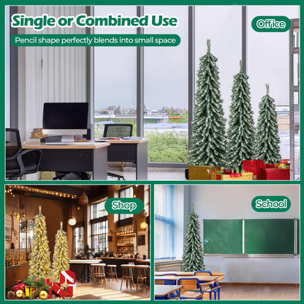 Goplus 4' 5' 6' Pre-Lit Artificial Christmas Tree Set of 3 for Seasonal Office Home Decor
