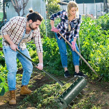 Goplus Rolling Lawn Aerator, Filled with Sand or Stone