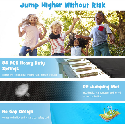 Goplus 8FT x 14FT Rectangular Trampoline, 440LBS Bearing Recreational Trampolines w/ Enclosure Net & Non-Slip Ladder - GoplusUS