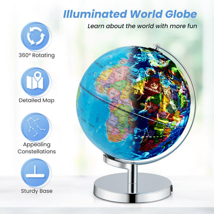 Goplus Illuminated Globes of The World with Stand w/Constellation Stars & LED Night Light
