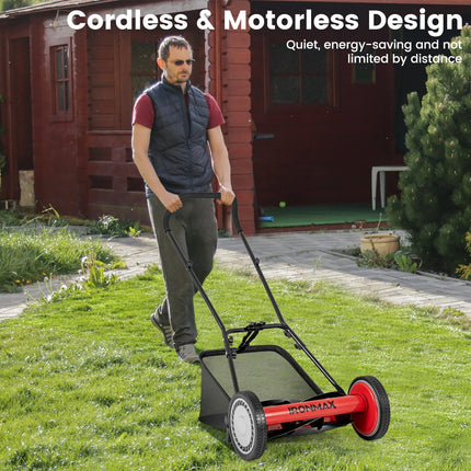 Goplus 16 Inch Manual Lawn Mower for Yard, Garden