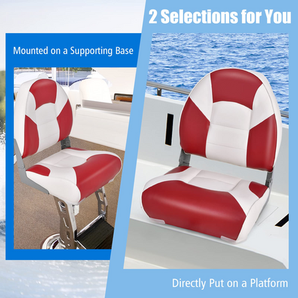 Goplus Low Back Boat Seat, Folding Fishing Seat with Thickened High-density Sponge Padding - GoplusUS