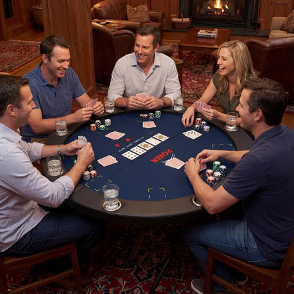 Goplus 48" Poker Table Foldable | 8 Player Round Casino Leisure Texas Holdem Game Table