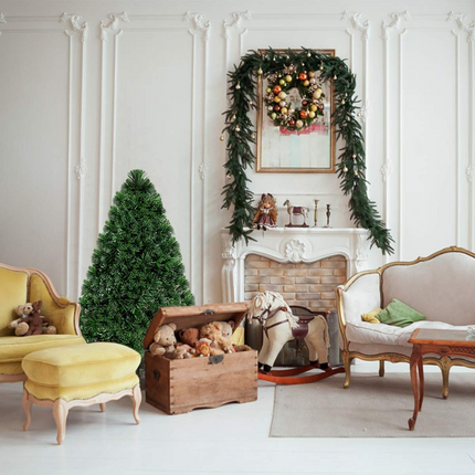 Artificial PVC Christmas Tree Pre-Lit Fiber Optic Tree - GoplusUS