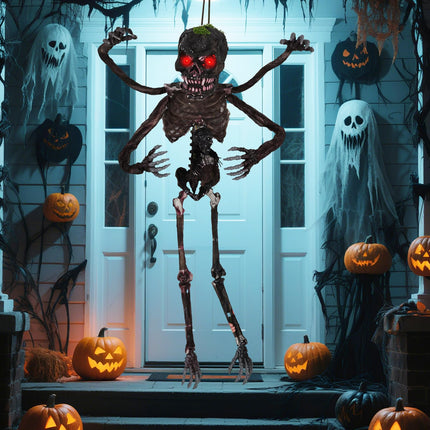 Goplus 6 FT Animated Halloween Decoration Hanging Zombie Sound-Activated Skeleton Decoration