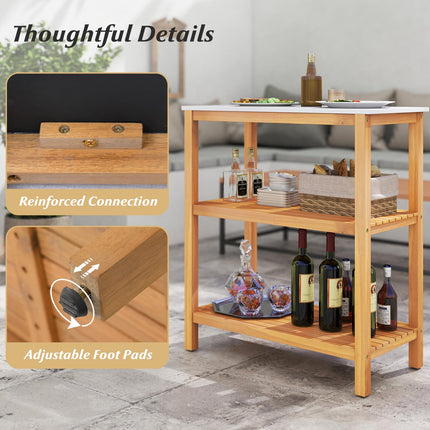 Goplus Patio Wooden Sideboard Kitchen Buffet Organizer for Backyard Garden