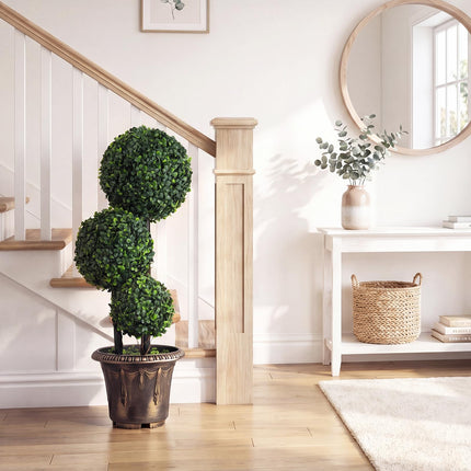 Goplus Artificial Boxwood Topiary Tree Sun-Protective Triple Ball Fake Plants Shrubs