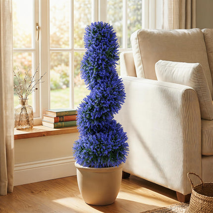 Goplus Artificial Spiral Topiary Trees Set of 2 3FT Outdoor Faux Plants