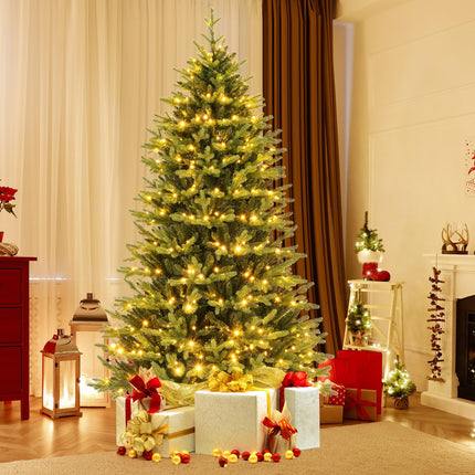 Goplus 7ft Pre-Lit Artificial Christmas Tree with 470 Warm-White & Multi-Color LED Lights
