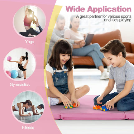 Goplus Folding Gymnastics Mat, 6?ˉ x 2?ˉ x 2?ˉ?ˉ Thick Tri-Fold Exercise Tumbling Mat w/Carrying Handles