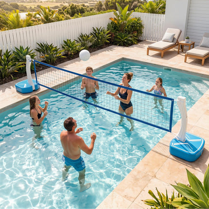 Goplus 2-in-1 Pool Basketball Hoop & Volleyball Net | Swimming Pool Ball Game Set
