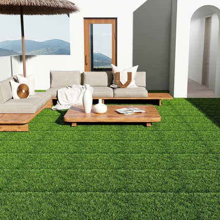 Goplus 12” x 12” Pack of 30 Fake Grass Turf Tiles Set