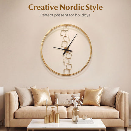 Goplus 27" Nordic Style Big Metal Wall Clock | Battery-Operated Wall Decoration