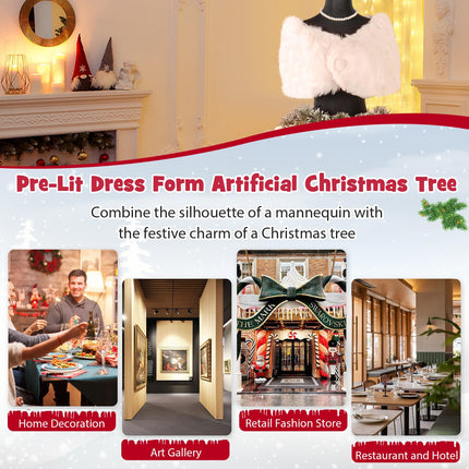 Goplus 5 FT Pre-lit Dress Form Christmas Tree  with 465 Branch Tips & 50 LED Light Balls