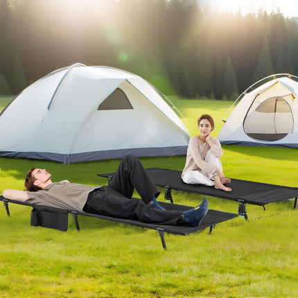 Goplus Portable Camping Cot w/Sturdy Aluminum Alloy Frame & Carrying Bag