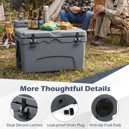 Goplus 45QT Hard Cooler w/Portable Handles Cup Holders & Ruler for Camping & Beach