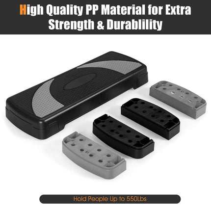 Goplus 31" Aerobic Exercise Stepper Deck, Adjustable Fitness Workout Step Platform Trainer with Risers - GoplusUS