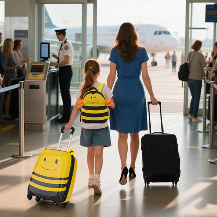 Goplus 2-Piece Kid's Luggage Set | Carry-on 18" Rolling Suitcase and Cute Bee Backpack