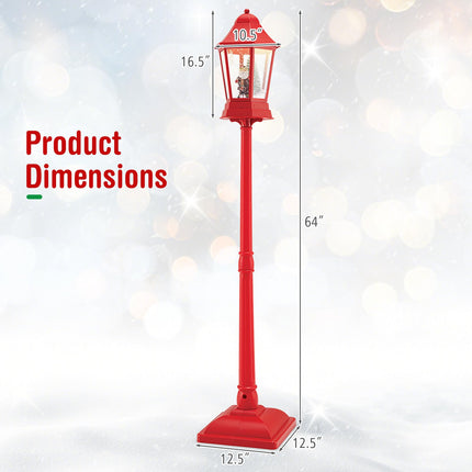 Goplus 5.3 Ft Christmas Snowy Street Lamp 2-in-1 Musical Lamp Post & Snow Globe Lantern