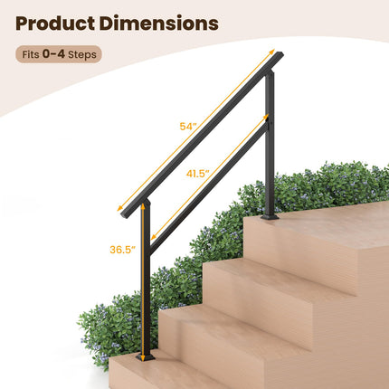 Goplus Handrail for Outdoor Steps Metal Hand Rail Fits 0-4 Steps