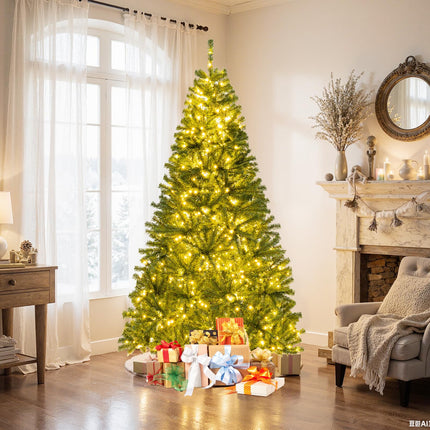 Goplus Pre-Lit Remote Control Artificial Christmas Tree Home Office Holiday Decoration