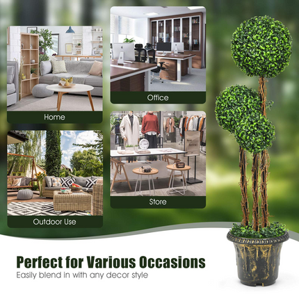 4 Ft Artificial Boxwood Topiary Tree - GoplusUS