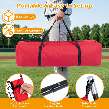 Goplus 7x7.4FT Exatra Large Baseball Practice Net with 2 Strike Zones & Ball Collection Pocket