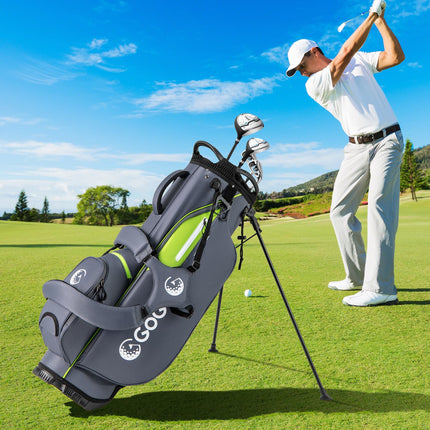 Goplus Lightweight Golf Club Bag with 8-Way Top Dividers Rain Hood 5 Pockets