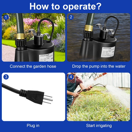 Goplus Submersible Water Pump, 1/3HP 2400GPH Sump Pump w/ 10 FT Cord & Inlet Screen - GoplusUS