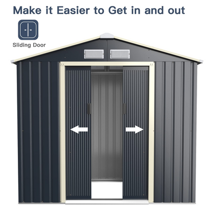 Goplus Storage Shed, Metal 11' X 10' Outdoor Building Organizer - GoplusUS