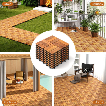 Goplus 27 PCS Interlocking Patio Deck Tile Tool-Free Installation