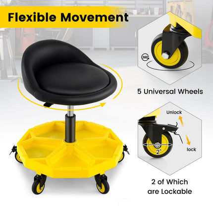 Goplus 20”-25” Height Adjustable Mechanic Stool w/Magnetic Tool Tray