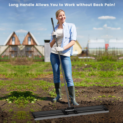 Goplus 46" x 10" Heavy Duty Level Lawn Tool w/ Ergonomic Handle for Soil
