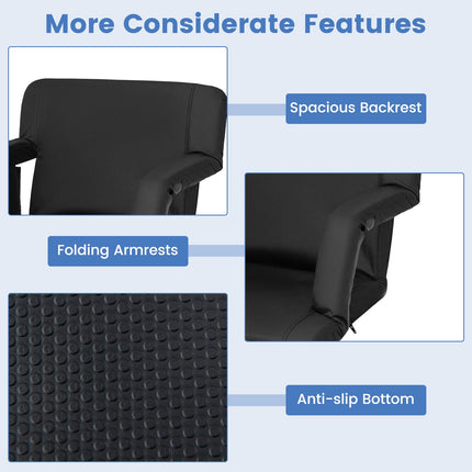 Goplus 24.5’’ Wide Folding Stadium Seating for Bleachers with 6 Reclining Positions