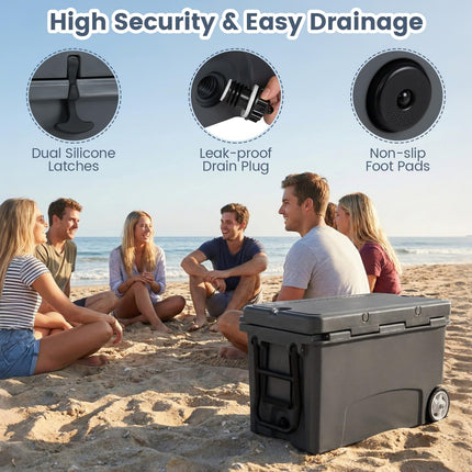 Goplus 75QT Cooler with Wheels | Outdoor Portable Ice Chest for Camping Beach