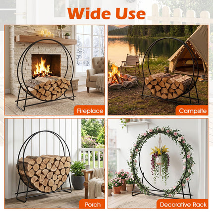 Goplus 45" Round Firewood Rack Heavy-Duty Metal Log Holder | 485 LBS Capacity