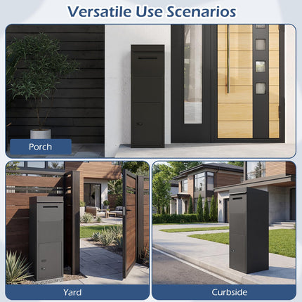 Goplus 14" x 12" x 43.5" Galvanized Steel Parcel Drop Boxes with Lock & Anti-Theft Design