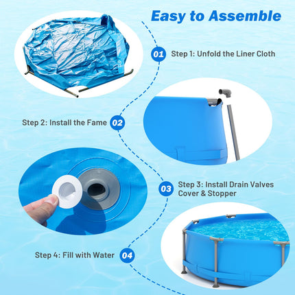Goplus Above Ground Swimming Pool 8.5'x6'x26'' Metal Frame Pool Set