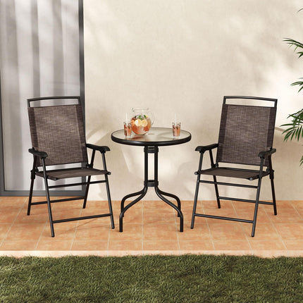 Goplus 3 Pieces Bistro Set with Tempered Glass Table